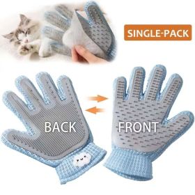 2-in-1 Pet Grooming Glove - Double-Sided Deshedding & Massage Brush For Cats Or Dogs, Removes Loose Hair From Fur & Furniture, Ultra-Soft Easy-Clean M