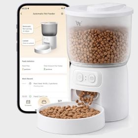 Waithem Wi-Fi Automatic Cat Feeder, Timed Dry Food Dispenser, App-Programmable Portion Control, Up To 10 Meals Per Day, Dual Power Supply, Suitable Fo