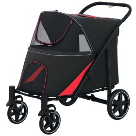 One-Click Foldable Dog Stroller for M, L Dogs, Pet Stroller, Black