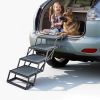 Dog Stairs for Car, 4 Steps Extra Wide Foldable Dog Ramp for Large Dogs with Non-Slip Surface, Portable Lightweight Pet Stairs Ladder for Car, SUV