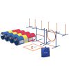 Dog Agility Training Equipment, 12-Piece Dog Obstacle Course with Adjustable Hurdle & Ring, 4 Tunnels, Weave Poles