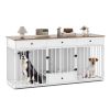 Dog Crate Furniture Indoor Modern Dog Kennel with Divider 3 Drawers and Pull-out Feeder
