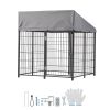 Outdoor Dog Kennel, 3.67 x 3.78 x 4.1 ft Large Dog Kennel with Secure Lock, Outside Dogs Enclosures with UV-Resistant & Waterproof Roof Cover
