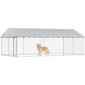 Heavy Duty Outdoor Dog Kennel With Waterproof Roof, 2 Secure Latches, Chain Link Dog Run For Backyard, 20' X 10' X 7'For Multiple Packages, Please Pay