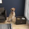 Large Elevated Dog Bowls with Storage Drawer Containing 21L Capacity Raised Dog Feeding Station with 2 Stainless Steel Bowls Brown
