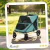 Dog Stroller for Large Dogs Up to 66 LBS with All-Terrain Spring Suspension, 8-Position Adjustable Handle, Teal