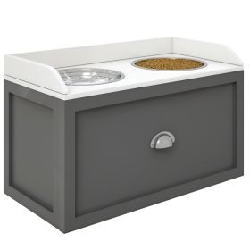 Pet Feeding Station Pet Dish Bowl Set with Storage, 2 Elevated Dog Bowls for Large Sized Dogs (Color: Gray)