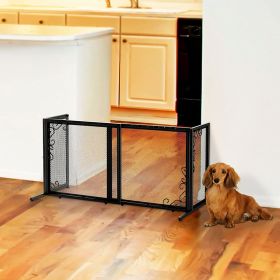 Richell Freestanding Metal Mesh Pet Gate (Color: Black, size: small)