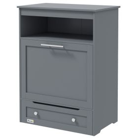 Pet Feeder Station Storage Cabinet, Dog Food Storage Container with Dog Raised Bowls, Watering Supplies (Color: Gray)