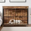 Dog Crate Furniture , Large Dog Cage Furniture with Tray for Medium Large Dogs, Wooden Dog Kennel Furniture