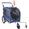 Dog Bike Trailer, 2-in-1 Pet Stroller Cart Bicycle Carrier, Easy Folding Cart Frame with Quick Release Wheels