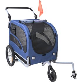 Dog Bike Trailer, 2-in-1 Pet Stroller Cart Bicycle Carrier, Easy Folding Cart Frame with Quick Release Wheels (Option: Supports Up To 100 Lbs)