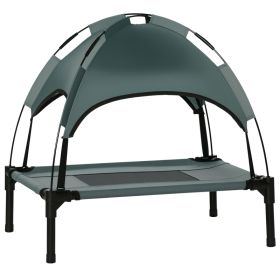 Elevated Dog Bed with Removable Canopy, Outdoor Dog Cot with UV Protection Canopy Shade, 24 inch Pet Bed for Camping (size: 24 Inch)