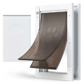 Pet Door with Double Magnetic Flaps and Metal Frame, Strong and Weatherproof Dog Door for Interior and Exterior Doors, Easy to Install (size: large)