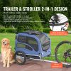 Dog Bike Trailer, 2-in-1 Pet Stroller Cart Bicycle Carrier, Easy Folding Cart Frame with Quick Release Wheels